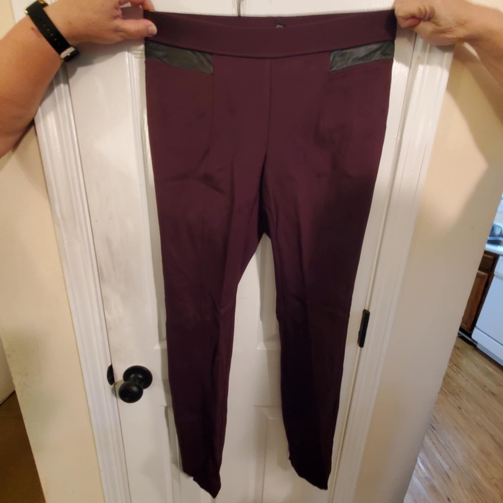 Alfani Burgundy Leggings with Black Accents